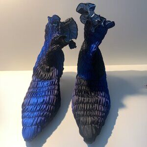 Marthe 60mm Shirred Ankle Boots in Black and Blue